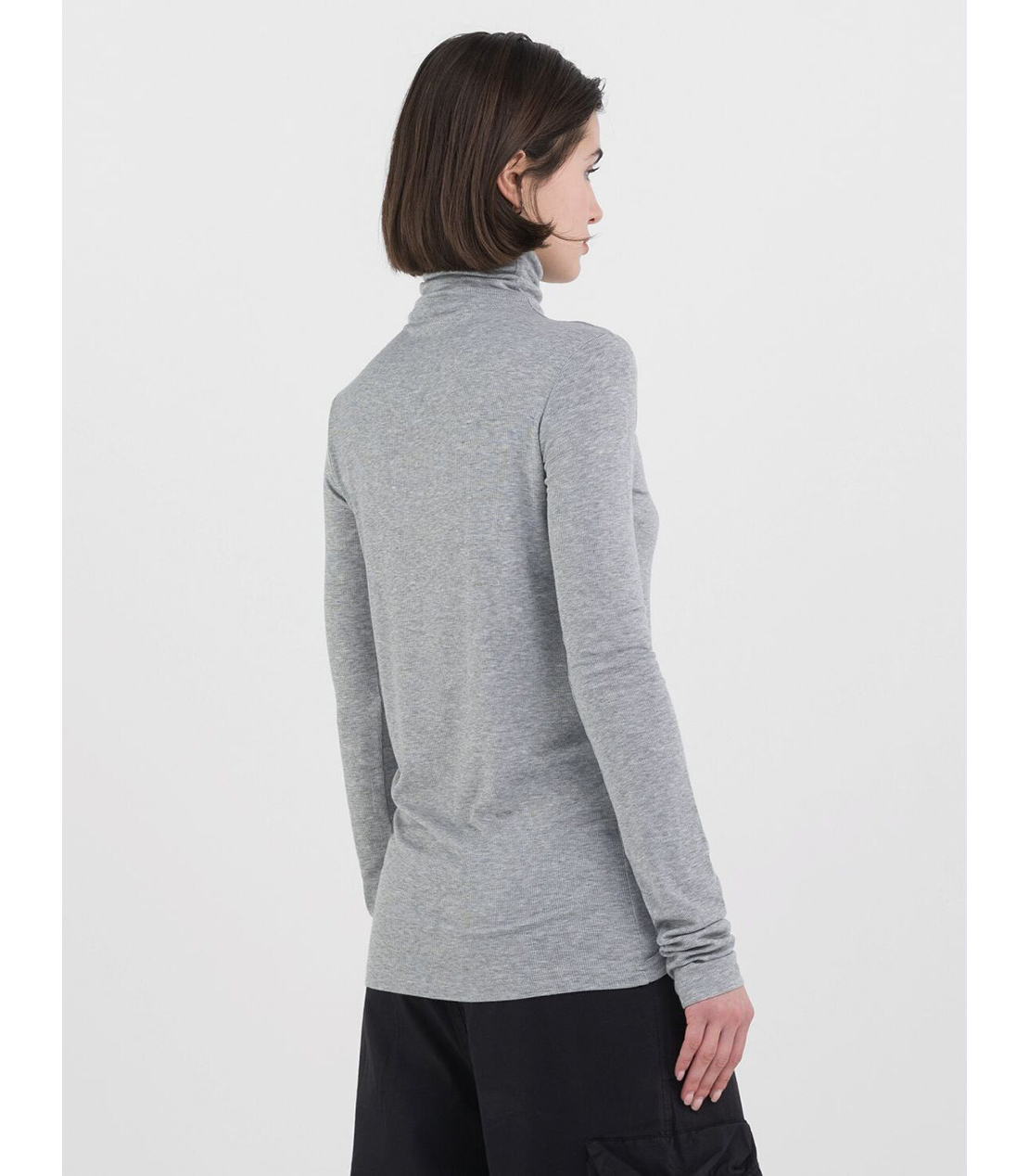 スリムフィットテンセルハイネックロングTシャツ 詳細画像 グレーメランジ 2